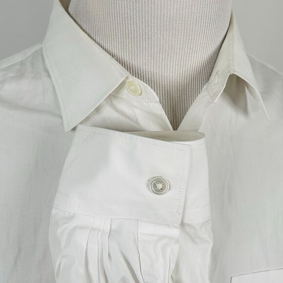 John Varvatos Large Casual Button Front Shirt All White 100% Cotton - Picture 4 of 5